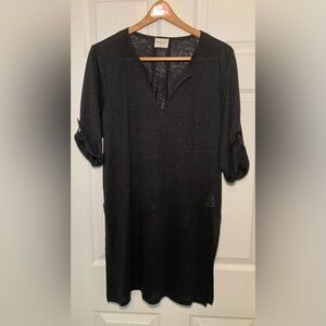 Wrap London 🟣 Size 6 Linen Tunic Top with Roll Tab Sleeves